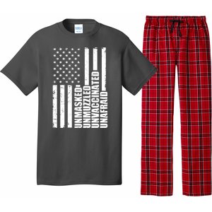 Unmasked Unmuzzled Unvaccinated Unafraid US Flag Pajama Set