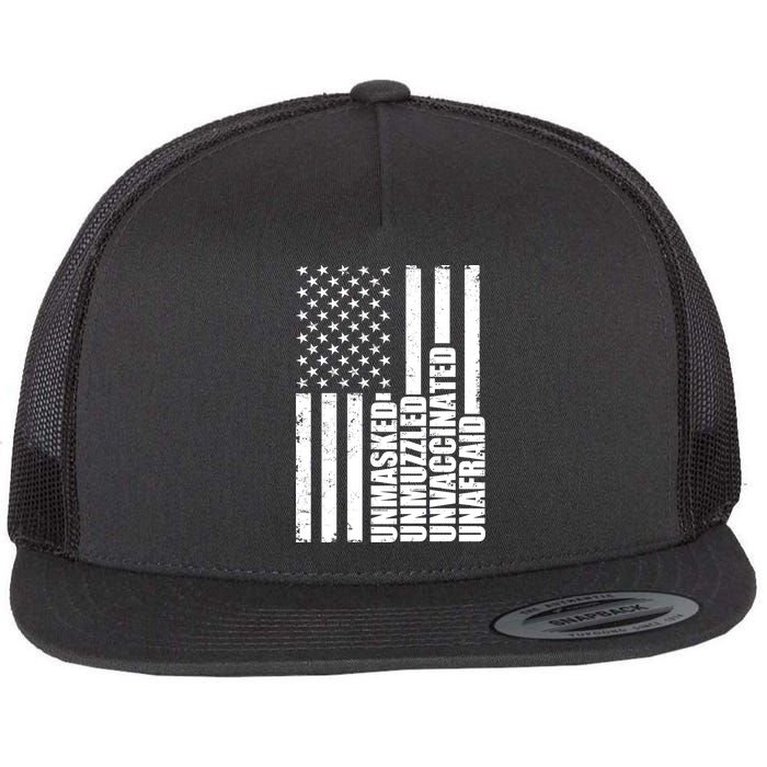 Unmasked Unmuzzled Unvaccinated Unafraid US Flag Flatbill Hat