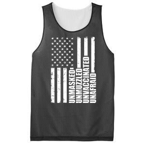 Unmasked Unmuzzled Unvaccinated Unafraid US Flag Mesh Reversible Basketball Jersey Tank