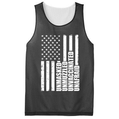 Unmasked Unmuzzled Unvaccinated Unafraid US Flag Mesh Reversible Basketball Jersey Tank