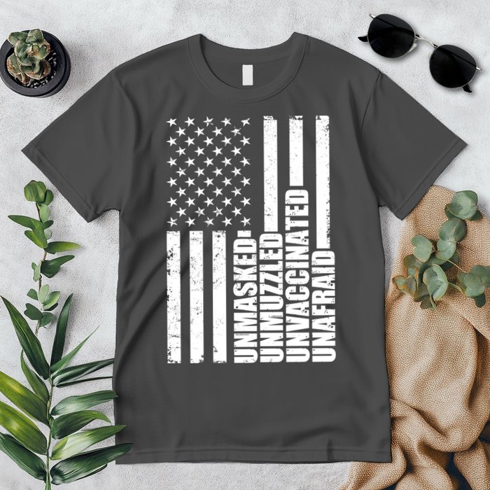 Unmasked Unmuzzled Unvaccinated Unafraid US Flag Premium T-Shirt