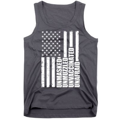 Unmasked Unmuzzled Unvaccinated Unafraid US Flag Tank Top