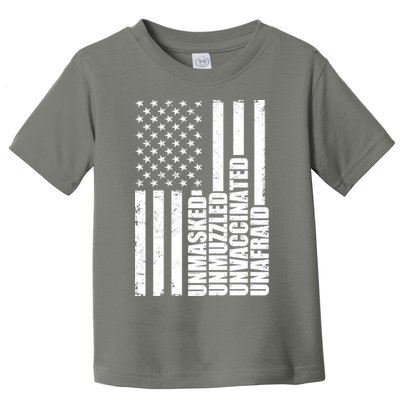 Unmasked Unmuzzled Unvaccinated Unafraid US Flag Toddler T-Shirt