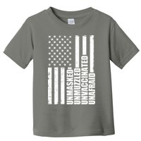 Unmasked Unmuzzled Unvaccinated Unafraid US Flag Toddler T-Shirt