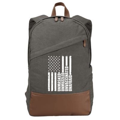 Unmasked Unmuzzled Unvaccinated Unafraid US Flag Cotton Canvas Backpack