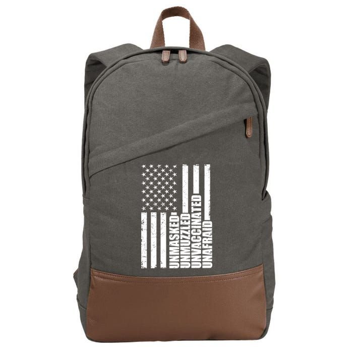 Unmasked Unmuzzled Unvaccinated Unafraid US Flag Cotton Canvas Backpack