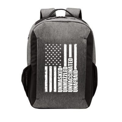 Unmasked Unmuzzled Unvaccinated Unafraid US Flag Vector Backpack