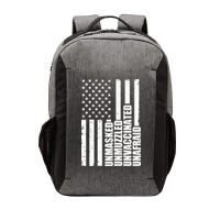 Unmasked Unmuzzled Unvaccinated Unafraid US Flag Vector Backpack