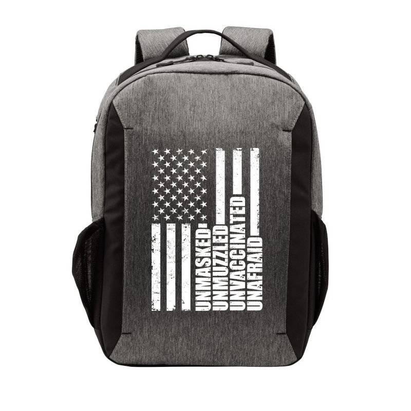 Unmasked Unmuzzled Unvaccinated Unafraid US Flag Vector Backpack