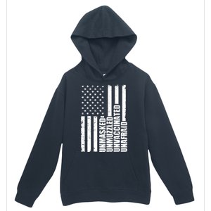 Unmasked Unmuzzled Unvaccinated Unafraid US Flag Urban Pullover Hoodie