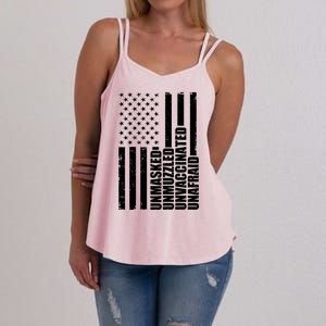 Unmasked Unmuzzled Unvaccinated Unafraid US Flag Women's Strappy Tank