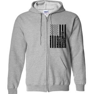 Unmasked Unmuzzled Unvaccinated Unafraid US Flag Full Zip Hoodie