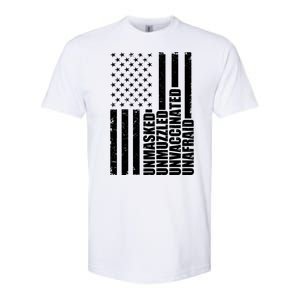 Unmasked Unmuzzled Unvaccinated Unafraid US Flag Softstyle CVC T-Shirt