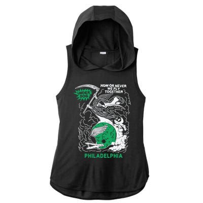 Underdog Now Or Never We Fly Together Philadelphia Ladies PosiCharge Tri-Blend Wicking Draft Hoodie Tank