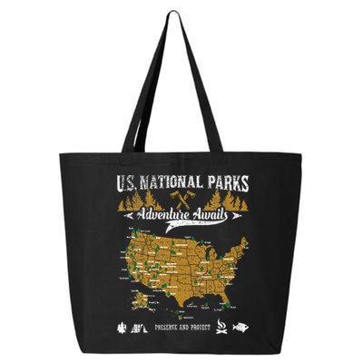 US National Parks Adventure Awaits Hiking & Camping Lover 25L Jumbo Tote