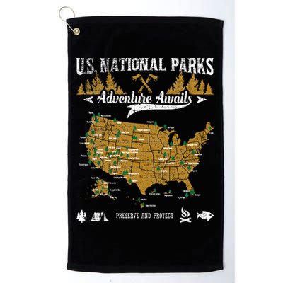 US National Parks Adventure Awaits Hiking & Camping Lover Golf Towel