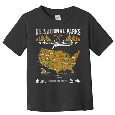 US National Parks Adventure Awaits Hiking & Camping Lover Toddler T-Shirt