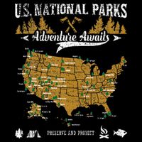 US National Parks Adventure Awaits Hiking & Camping Lover Kids T-Shirt