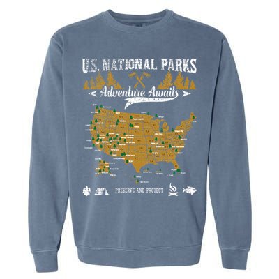 US National Parks Adventure Awaits Hiking & Camping Lover Garment-Dyed Sweatshirt
