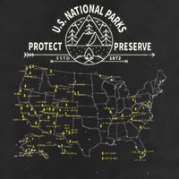 U.S. National Park Camping All 63 US National Parks Map 7 Panel Mesh Trucker Snapback Hat