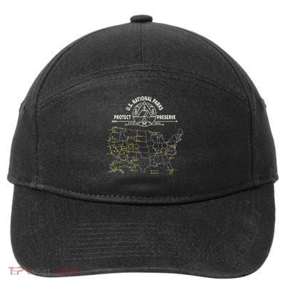 U.S. National Park Camping All 63 US National Parks Map 7-Panel Snapback Hat