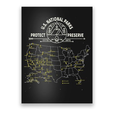U.S. National Park Camping All 63 US National Parks Map Poster