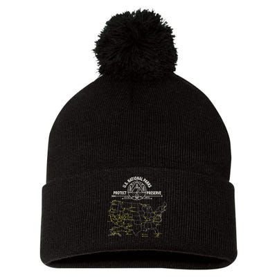 U.S. National Park Camping All 63 US National Parks Map Pom Pom 12in Knit Beanie