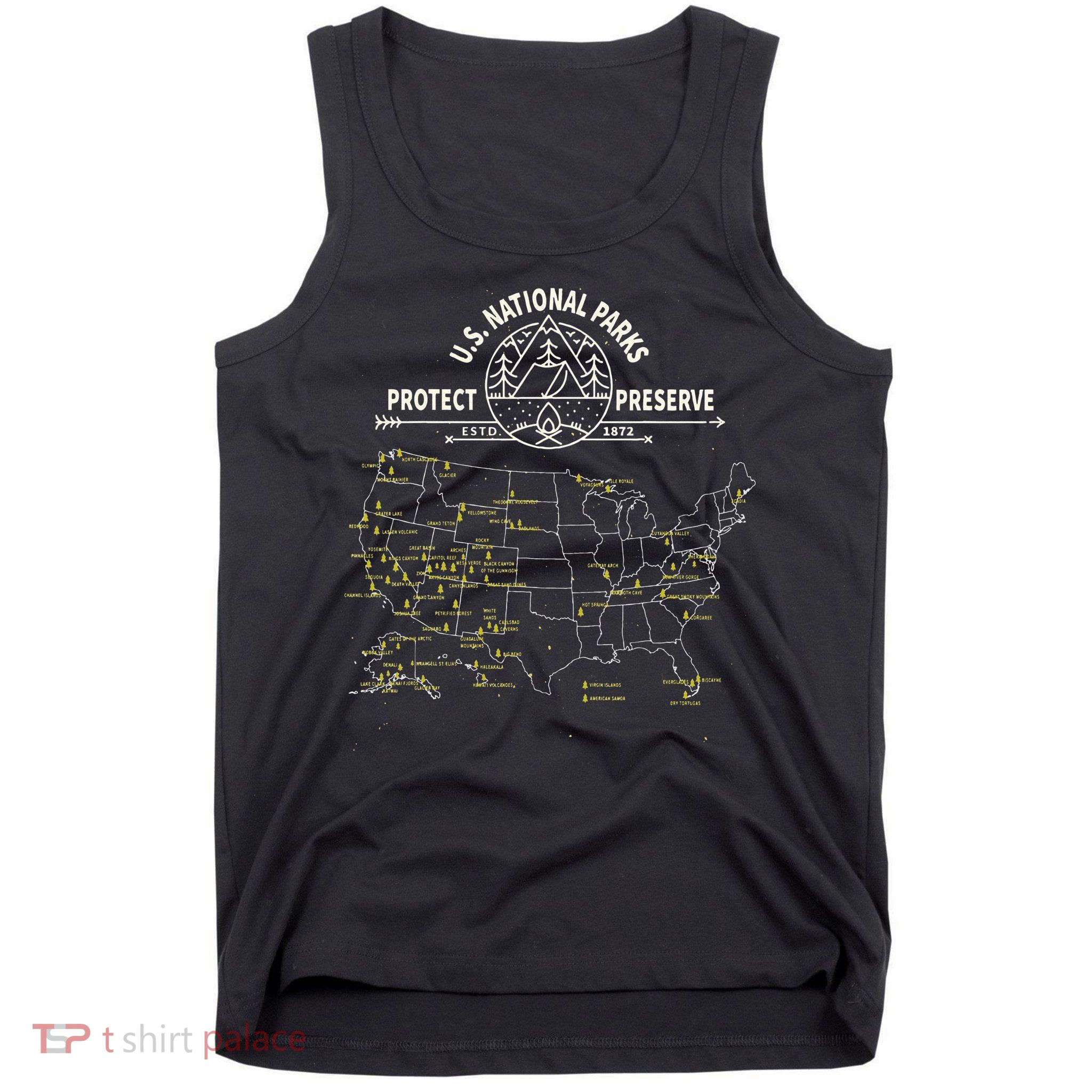 U.S. National Park Camping All 63 US National Parks Map Tank Top