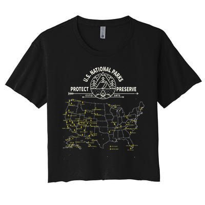 U.S. National Park Camping All 63 US National Parks Map Crop Top