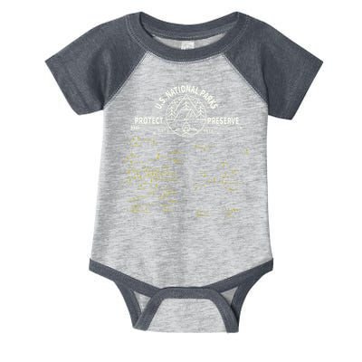 U.S. National Park Camping All 63 US National Parks Map Infant Baby Jersey Bodysuit