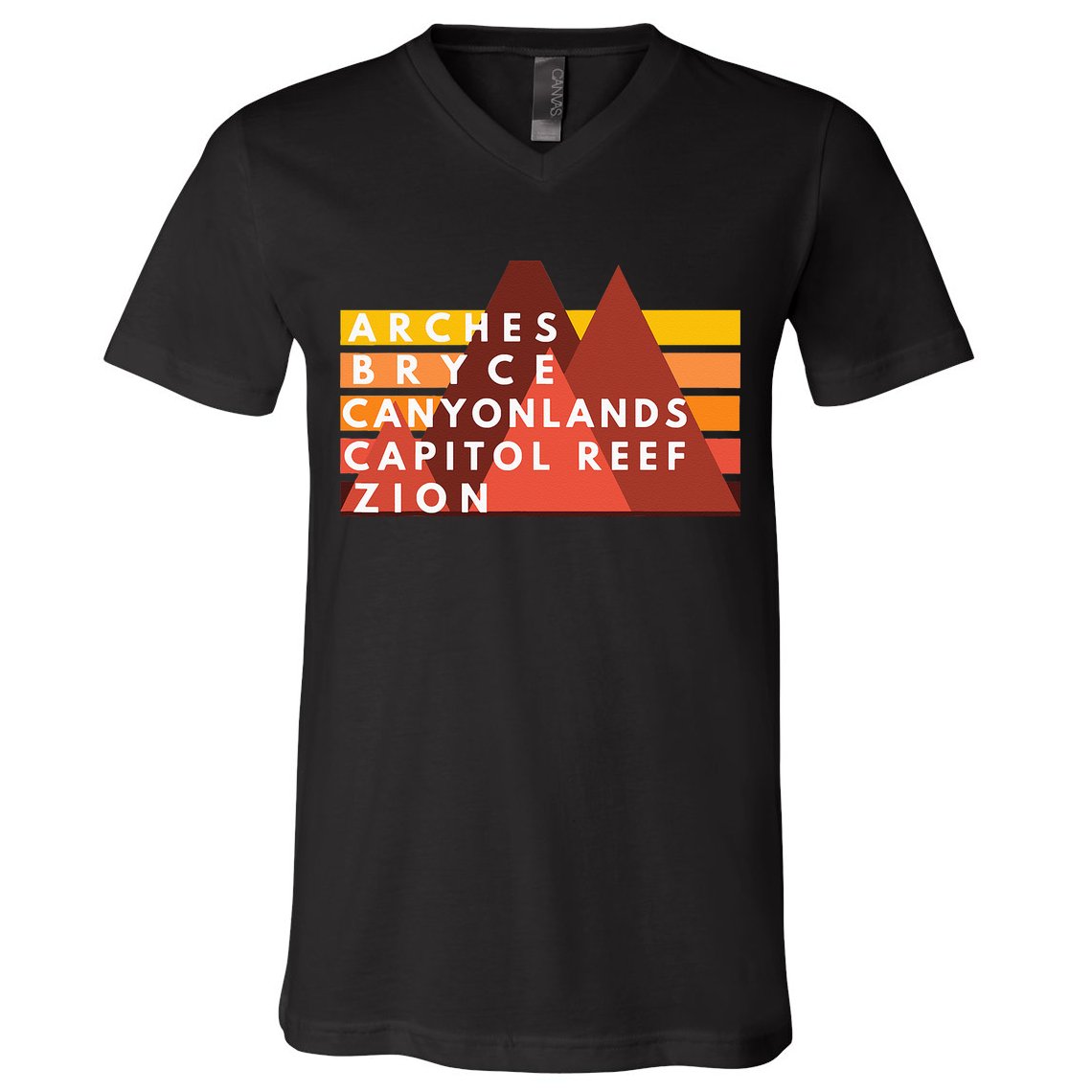 Utah National Parks Utah's Mighty Five Souvenir NPS Moab V-Neck T-Shirt