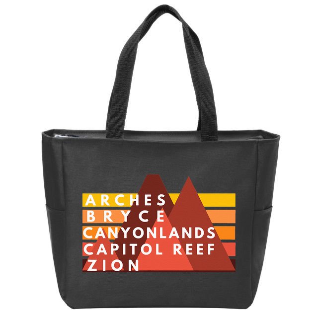 Utah National Parks Utah's Mighty Five Souvenir NPS Moab Zip Tote Bag