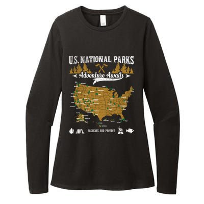 Us National Parks Adventure Awaits Cute Gift Hiking And Camping Lover Gift Womens CVC Long Sleeve Shirt