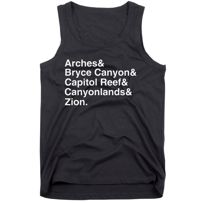 Utah National Parks Arches Zion Bryce UtahS Mighty 5 Tank Top