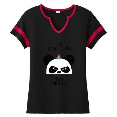 Unicorn Ninja Panda Ladies Halftime Notch Neck Tee