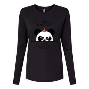 Unicorn Ninja Panda Womens Cotton Relaxed Long Sleeve T-Shirt