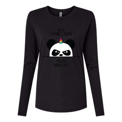 Unicorn Ninja Panda Womens Cotton Relaxed Long Sleeve T-Shirt