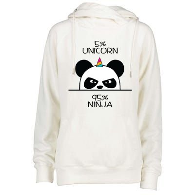 Unicorn Ninja Panda Womens Funnel Neck Pullover Hood