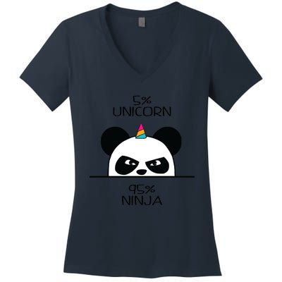 Unicorn Ninja Panda Women's V-Neck T-Shirt