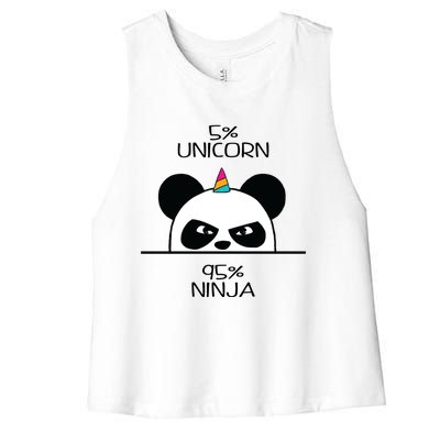 Unicorn Ninja Panda Women's Racerback Cropped Tank