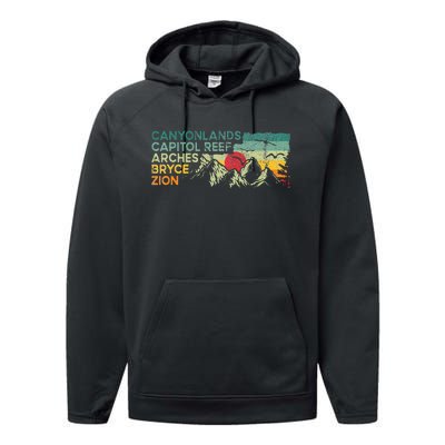 Utah National Parks Moab Utah Mighty Five Souvenir Performance Fleece Hoodie