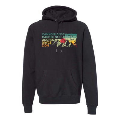 Utah National Parks Moab Utah Mighty Five Souvenir Premium Hoodie