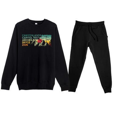 Utah National Parks Moab Utah Mighty Five Souvenir Premium Crewneck Sweatsuit Set