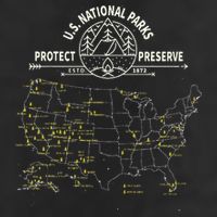 U.S. National Park Camping All 63 US National Parks Map 7 Panel Mesh Trucker Snapback Hat