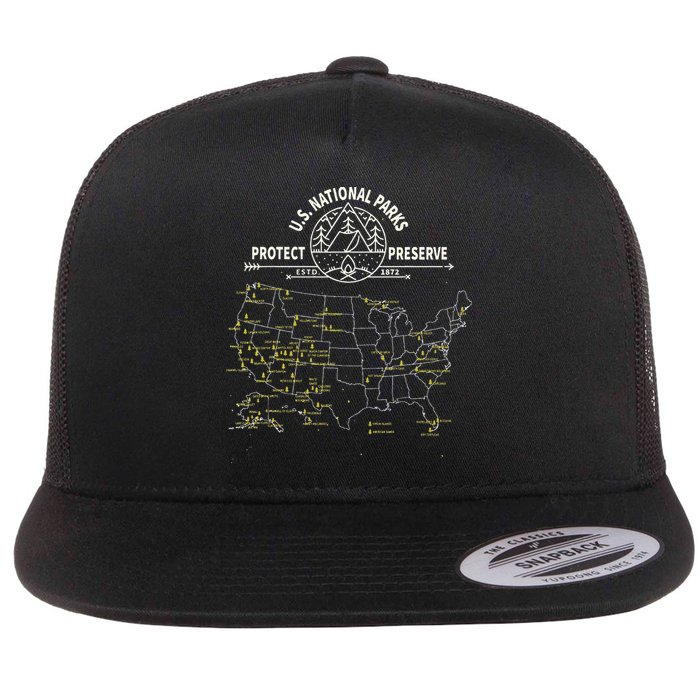 U.S. National Park Camping All 63 US National Parks Map Flatbill Hat