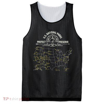 U.S. National Park Camping All 63 US National Parks Map Mesh Reversible Basketball Jersey Tank