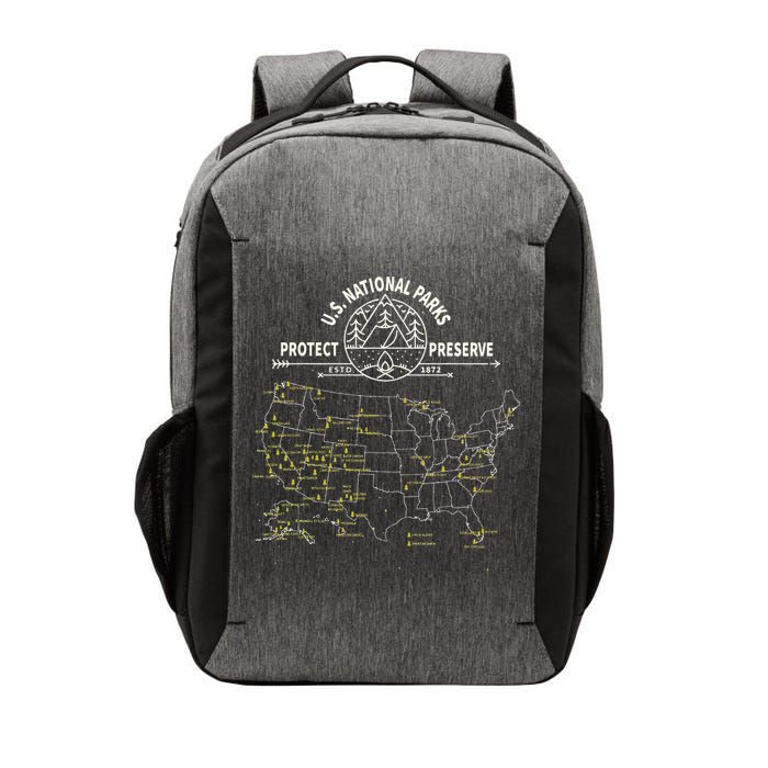 U.S. National Park Camping All 63 US National Parks Map Vector Backpack