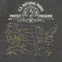U.S. National Park Camping All 63 US National Parks Map Vector Backpack