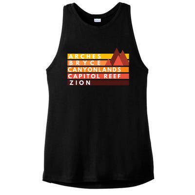 Utah National Parks Utah's Mighty Five Souvenir NPS Moab Ladies PosiCharge Tri-Blend Wicking Tank