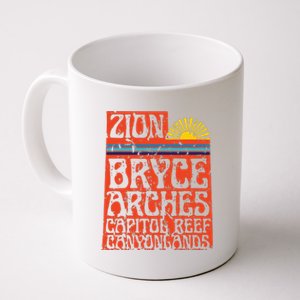 Utah National Parks Zion Arches Bryce Canyonlands State Map Coffee Mug